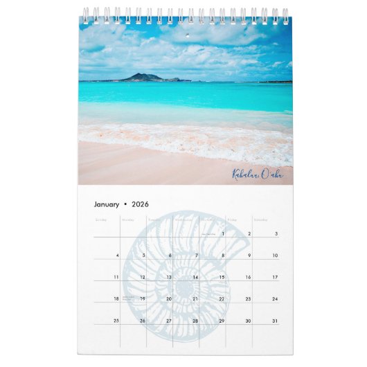 Strände von Hawaii California Flip Flops eine Seit Kalender (Jan 2026)