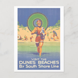 Strände von Indiana Dunes Vintage Reiseplakat Postkarte