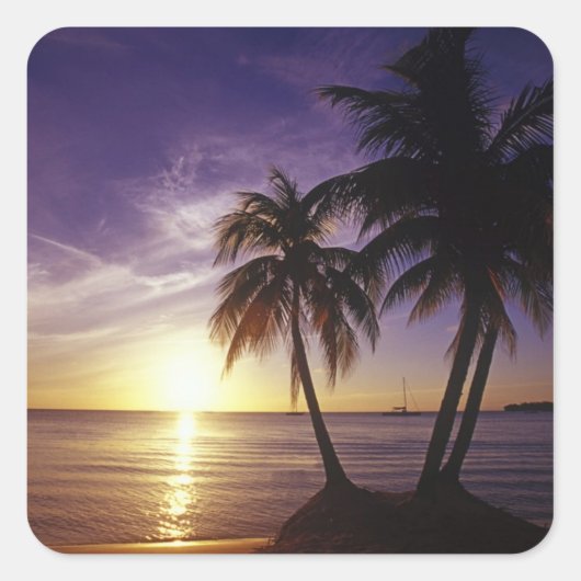 Strände von Negril, Jamaika 3 Quadratischer Aufkleber (Vorderseite)