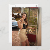 Stranded Beauty auf Route 66 Foto Postkarte (Vorne/Hinten)