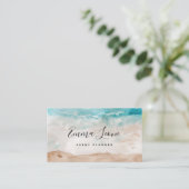 Strandfarbe | Sea Blue, Creme und Brown Visitenkarte (Stehend Vorderseite)