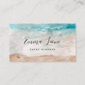 Strandfarbe | Sea Blue, Creme und Brown Visitenkarte (Vorderseite)