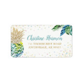 Strandfarbe Tropische Ananas Adresse Adressaufkleber (Vorne)