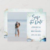 Strandfarben-Foto Save the Date Einladungspostkarte (Vorne/Hinten)