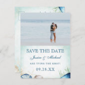 Strandfarben-Foto Save the Date Einladungspostkarte (Vorne/Hinten)