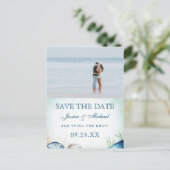 Strandfarben-Foto Save the Date Einladungspostkarte (Stehend Vorderseite)