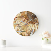 Strandfarben Grosse Gelbe Sonnenblumen Große Wanduhr (Zuhause)