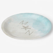 Strandfarben mit Seestern Pappteller (Schrägansicht)