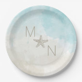 Strandfarben mit Seestern Pappteller (Vorderseite)