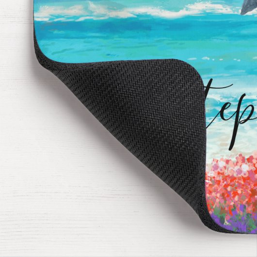 Strandfarben Seezunge Dolphin Monogramm Mousepad (Ecke)