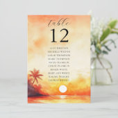 Strandfarben Sonnenuntergang Tischnummer Seekarte (Stehend Vorderseite)