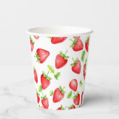 Strandfarbene Erdbeeren im Sommer mit Monogramm Pappbecher (Rückseite)