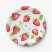 Strandfarbene Erdbeeren im Sommer mit Monogramm Pappteller (Vorderseite)