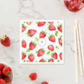 Strandfarbene Erdbeeren im Sommer mit Monogramm Serviette (Beispiel)
