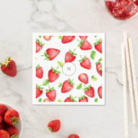 Strandfarbene Erdbeeren im Sommer mit Monogramm