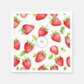 Strandfarbene Erdbeeren im Sommer mit Monogramm Serviette (Vorderseite)