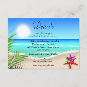 Strandfarbene Hochzeitdetails Begleitkarte