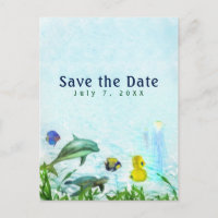 Strandfarbene Meerestiere Elegant Save the Date