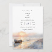 Strandfarbene Morgendämmerung aus Holz Einladung (Vorderseite)