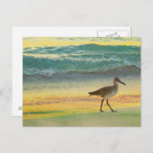 Strandfarbener Sonnenuntergang mit Sandpiper Postkarte (Vorne/Hinten)