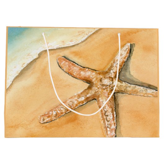 Strandfarbener Starfish Große Geschenktüte (Rückseite)