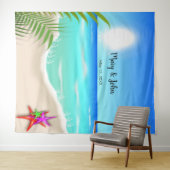 Strandfarbener Starfish Hochzeitstag Foto Hintergr Wandteppich (Beispiel (Horizontal))