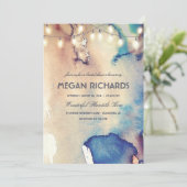 Strandfarbenes Strandlicht-Brautparty Einladung (Stehend Vorderseite)