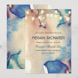 Strandfarbenes Strandlicht-Brautparty Einladung