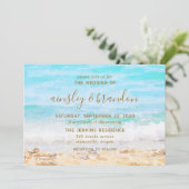 Strandfarbenhochzeit Einladung (Stehend Vorderseite)