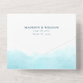 Strandfarbenhochzeit in einer Einladung (Rückseite)