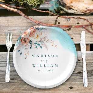 Strandfarbenhochzeit Pappteller