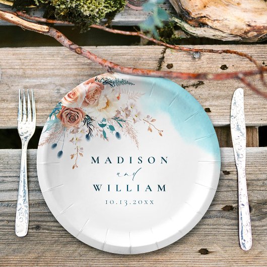 Strandfarbenhochzeit Pappteller