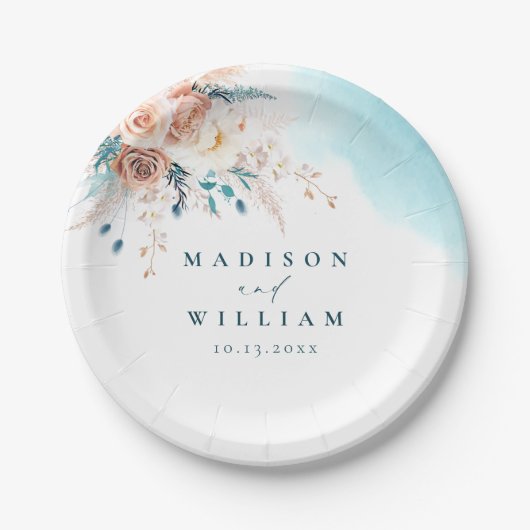 Strandfarbenhochzeit Pappteller (Vorderseite)