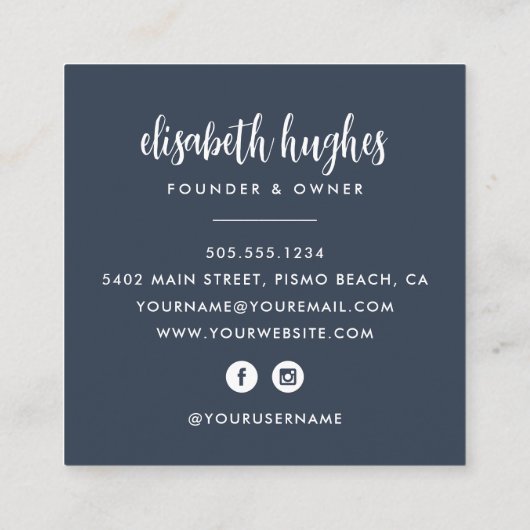 Strandfarbenpearl & Oyster Square Quadratische Visitenkarte (Rückseite)