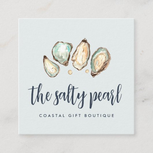 Strandfarbenpearl & Oyster Square Quadratische Visitenkarte (Vorderseite)