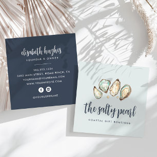 Strandfarbenpearl & Oyster Square Quadratische Visitenkarte