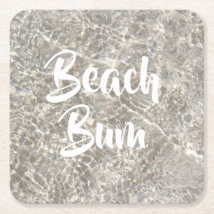 Strandfaulenzer Wasser Strand Sand Sommer lustig Rechteckiger Pappuntersetzer