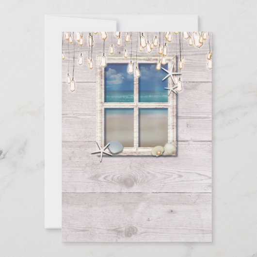 Strandfenster Elegante Küstenhochzeit Einladung (Rückseite)