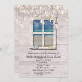 Strandfenster Elegante Küstenhochzeit Einladung (Vorne/Hinten)