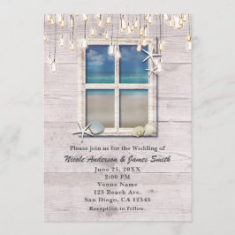 Strandfenster Elegante Küstenhochzeit Einladung