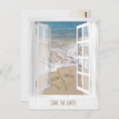 Strandfenster Save the Date Postkarte (Vorne/Hinten)