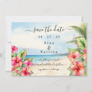 Strandflache Save the Date-Karte für tropische Hib Date