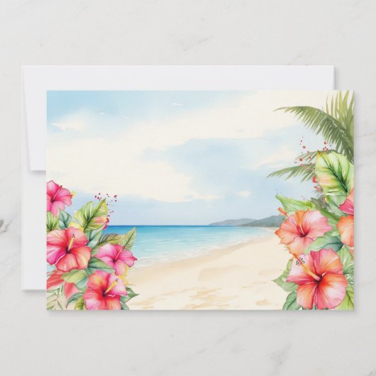 Strandflache Save the Date-Karte für tropische Hib Save The Date (Rückseite)