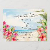 Strandflache Save the Date-Karte für tropische Hib Save The Date (Vorne/Hinten)