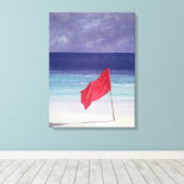 Strandflagge - Sturmwarnung 1985 Leinwanddruck (Insitu (Holzboden))