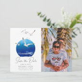 Strandfoto Küstenhochzeit Save The Date (Stehend Vorderseite)