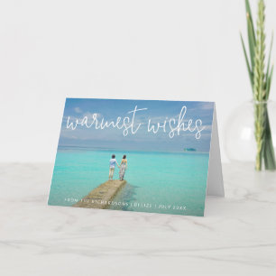 Strandfoto mit herzlichsten Wünschen Elegantes Wei Feiertagskarte