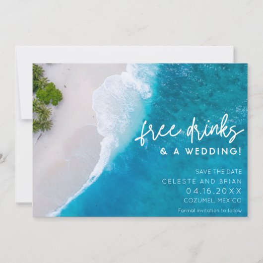 Strandfreie Getränke Hochzeiten Foto Save the Date (Vorderseite)