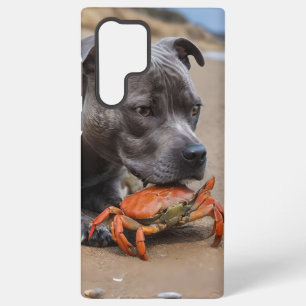 "Strandfreunde: Ein Staffy und sein Krabbenbegleit Samsung Galaxy Hülle
