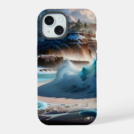 Strandfront Ocean Waves Landschaft 1 iPhone 15 Hülle (Rückseite)